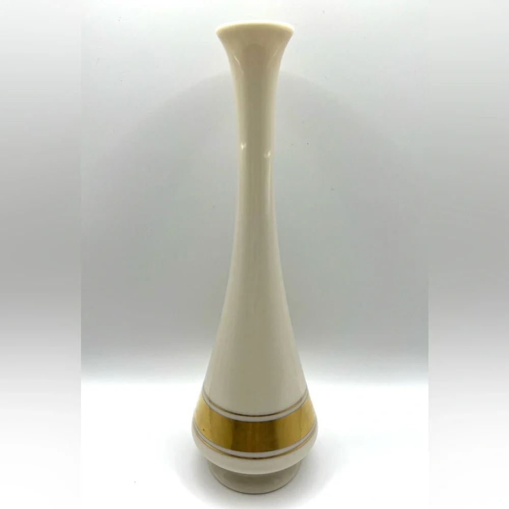 Vintage Lenox Tall Vase with Hand Decorated 24k Gold Band